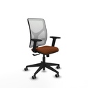 Motilla sincro malla blanca similpiel marrón brazos 2D base piramidal  ruedas 65mm engomadas