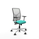 Motilla sincro malla blanca similpiel turquesa brazos blancos base blanca  ruedas 65mm engomadas