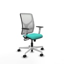 Motilla sincro malla blanca similpiel turquesa brazos blancos base blanca  ruedas 65mm nailon