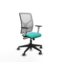 Motilla sincro malla blanca similpiel turquesa brazos blancos base piramidal  ruedas 65mm engomadas