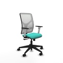 Motilla sincro malla blanca similpiel turquesa brazos blancos base piramidal  ruedas 65mm nailon