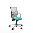 Motilla sincro malla blanca similpiel turquesa brazos blancos base aluminio  ruedas 65mm nailon