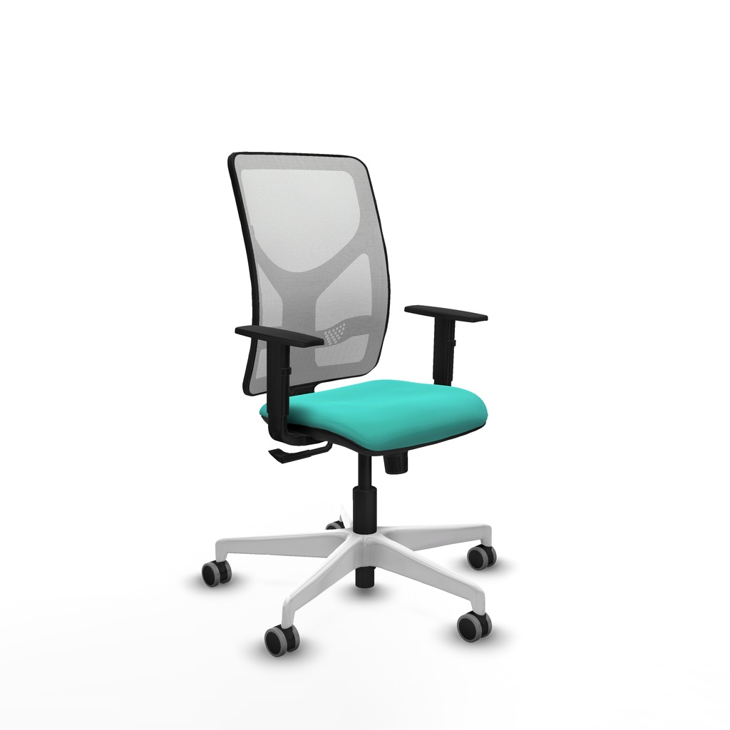 Motilla sincro malla blanca similpiel turquesa brazos 1D base blanca  ruedas 65mm engomadas