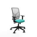 Motilla sincro malla blanca similpiel turquesa brazos 1D base piramidal  ruedas 65mm engomadas