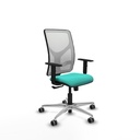 Motilla sincro malla blanca similpiel turquesa brazos 1D base aluminio  ruedas 65mm engomadas