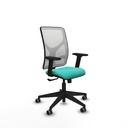 Motilla sincro malla blanca similpiel turquesa brazos 2D base piramidal  ruedas 65mm engomadas