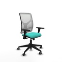 Motilla sincro malla blanca similpiel turquesa brazos 3D base piramidal  ruedas 65mm engomadas
