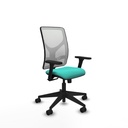 Motilla sincro malla blanca similpiel turquesa brazos 3D base piramidal  ruedas 65mm nailon