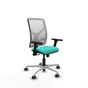 Motilla sincro malla blanca similpiel turquesa brazos 3D base aluminio  ruedas 65mm engomadas