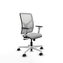 Motilla sincro malla blanca similpiel gris claro brazos blancos base blanca  ruedas 65mm nailon