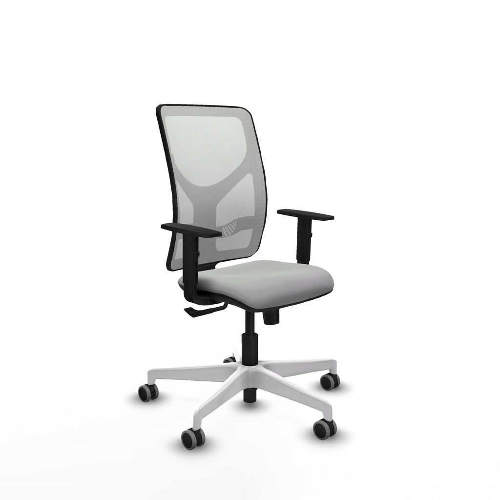 Motilla sincro malla blanca similpiel gris claro brazos 1D base blanca  ruedas 65mm engomadas