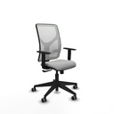 Motilla sincro malla blanca similpiel gris claro brazos 1D base piramidal  ruedas 65mm engomadas