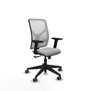 Motilla sincro malla blanca similpiel gris claro brazos 2D base piramidal  ruedas 65mm engomadas