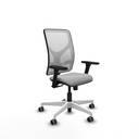 Motilla sincro malla blanca similpiel gris claro brazos 3D base blanca  ruedas 65mm engomadas