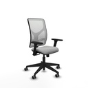 Motilla sincro malla blanca similpiel gris claro brazos 3D base piramidal  ruedas 65mm engomadas