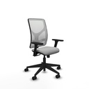Motilla sincro malla blanca similpiel gris claro brazos 3D base piramidal  ruedas 65mm nailon