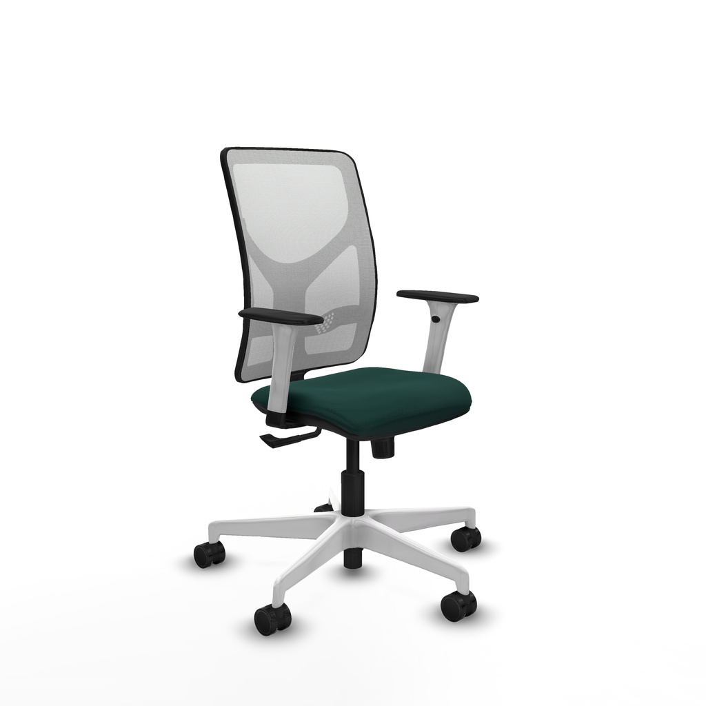 Motilla sincro malla blanca similpiel verde botella brazos blancos base blanca  ruedas 65mm nailon