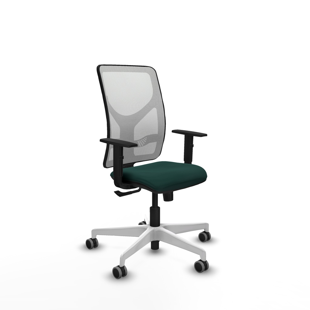 Motilla sincro malla blanca similpiel verde botella brazos 1D base blanca  ruedas 65mm engomadas