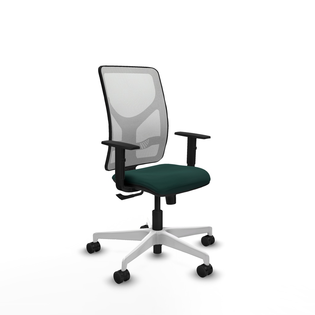 Motilla sincro malla blanca similpiel verde botella brazos 1D base blanca  ruedas 65mm nailon