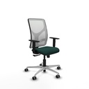 Motilla sincro malla blanca similpiel verde botella brazos 1D base aluminio  ruedas 65mm engomadas