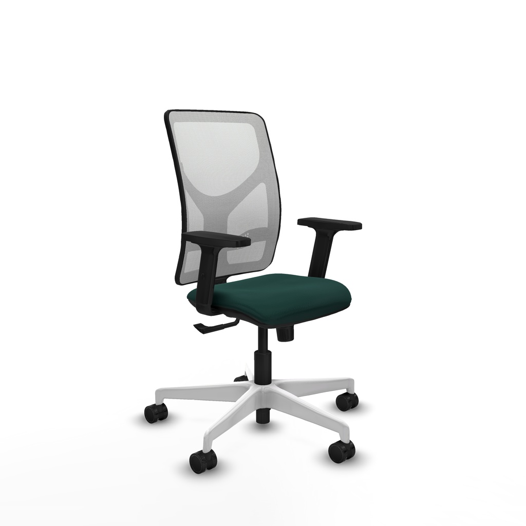 Motilla sincro malla blanca similpiel verde botella brazos 2D base blanca  ruedas 65mm nailon