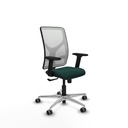 Motilla sincro malla blanca similpiel verde botella brazos 2D base aluminio  ruedas 65mm engomadas
