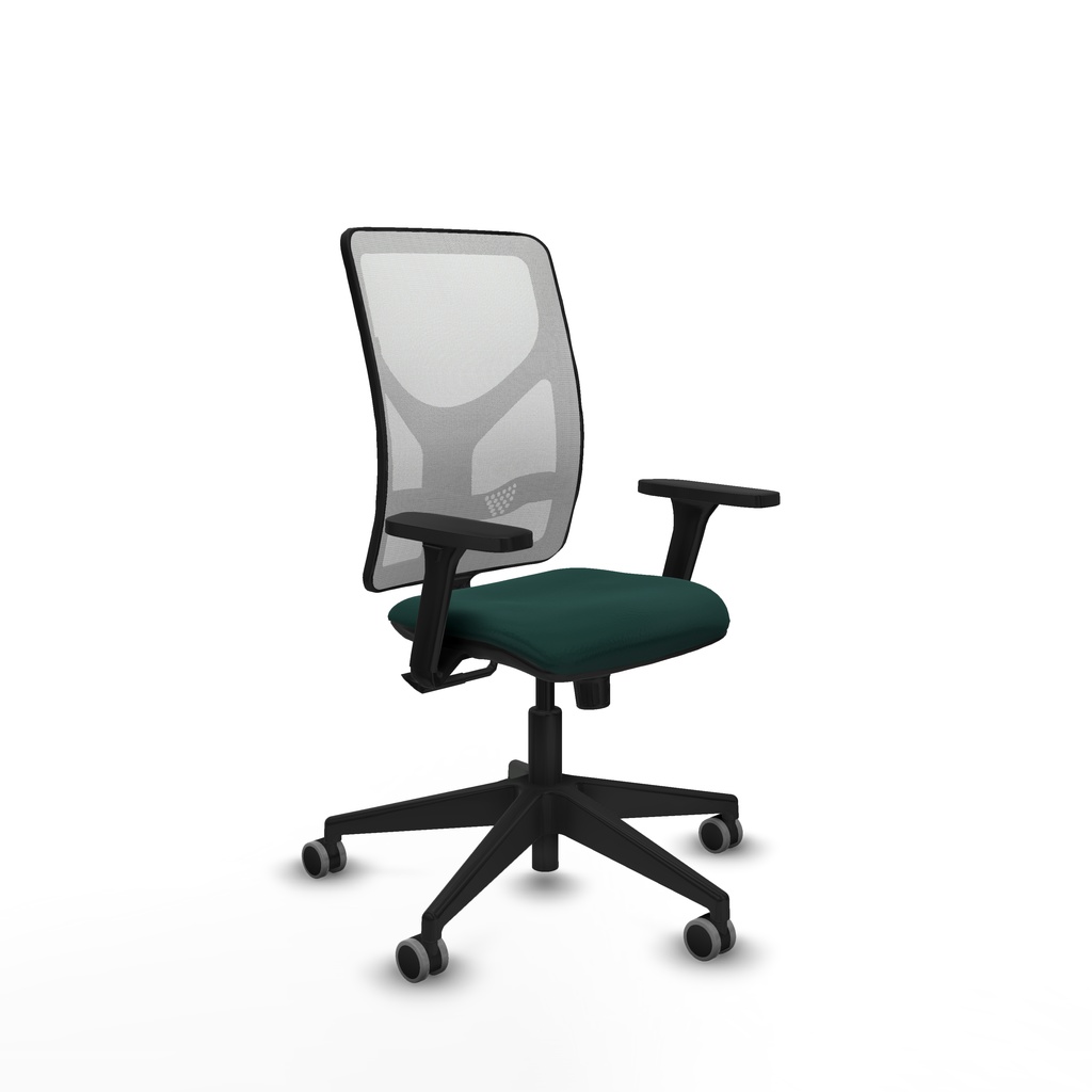 Motilla sincro malla blanca similpiel verde botella brazos 3D base piramidal  ruedas 65mm engomadas
