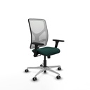 Motilla sincro malla blanca similpiel verde botella brazos 3D base aluminio  ruedas 65mm engomadas