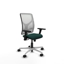 Motilla sincro malla blanca similpiel verde botella brazos 3D base aluminio  ruedas 65mm nailon