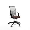 Motilla sincro malla blanca similpiel marrón oscuro brazos 1D base piramidal  ruedas 65mm engomadas