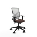 Motilla sincro malla blanca similpiel marrón oscuro brazos 1D base piramidal  ruedas 65mm nailon
