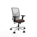 Motilla sincro malla blanca similpiel marrón oscuro brazos 2D base blanca  ruedas 65mm nailon