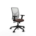 Motilla sincro malla blanca similpiel marrón oscuro brazos 2D base piramidal  ruedas 65mm nailon