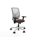 Motilla sincro malla blanca similpiel marrón oscuro brazos 3D base blanca  ruedas 65mm nailon