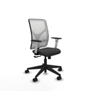 Motilla sincro malla blanca similpiel gris oscuro brazos blancos base piramidal  ruedas 65mm nailon