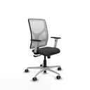 Motilla sincro malla blanca similpiel gris oscuro brazos blancos base aluminio  ruedas 65mm engomadas