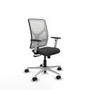 Motilla sincro malla blanca similpiel gris oscuro brazos blancos base aluminio  ruedas 65mm nailon