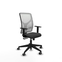 Motilla sincro malla blanca similpiel gris oscuro brazos 1D base piramidal  ruedas 65mm engomadas