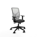 Motilla sincro malla blanca similpiel gris oscuro brazos 1D base piramidal  ruedas 65mm nailon