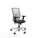 Motilla sincro malla blanca similpiel gris oscuro brazos 2D base blanca  ruedas 65mm engomadas