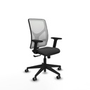 Motilla sincro malla blanca similpiel gris oscuro brazos 2D base piramidal  ruedas 65mm engomadas