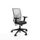 Motilla sincro malla blanca similpiel gris oscuro brazos 2D base piramidal  ruedas 65mm nailon
