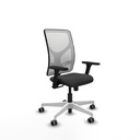 Motilla sincro malla blanca similpiel gris oscuro brazos 3D base blanca  ruedas 65mm engomadas
