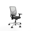 Motilla sincro malla blanca similpiel gris oscuro brazos 3D base blanca  ruedas 65mm nailon