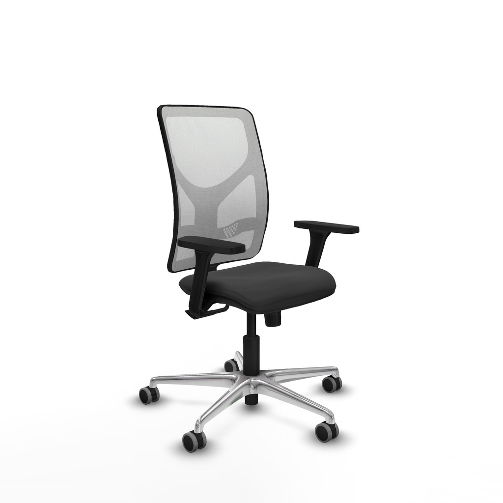 Motilla sincro malla blanca similpiel gris oscuro brazos 3D base aluminio  ruedas 65mm engomadas