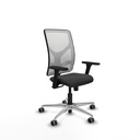 Motilla sincro malla blanca similpiel gris oscuro brazos 3D base aluminio  ruedas 65mm engomadas