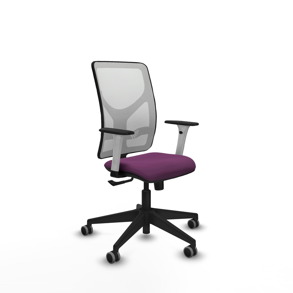 Motilla sincro malla blanca similpiel morado brazos blancos base piramidal  ruedas 65mm engomadas