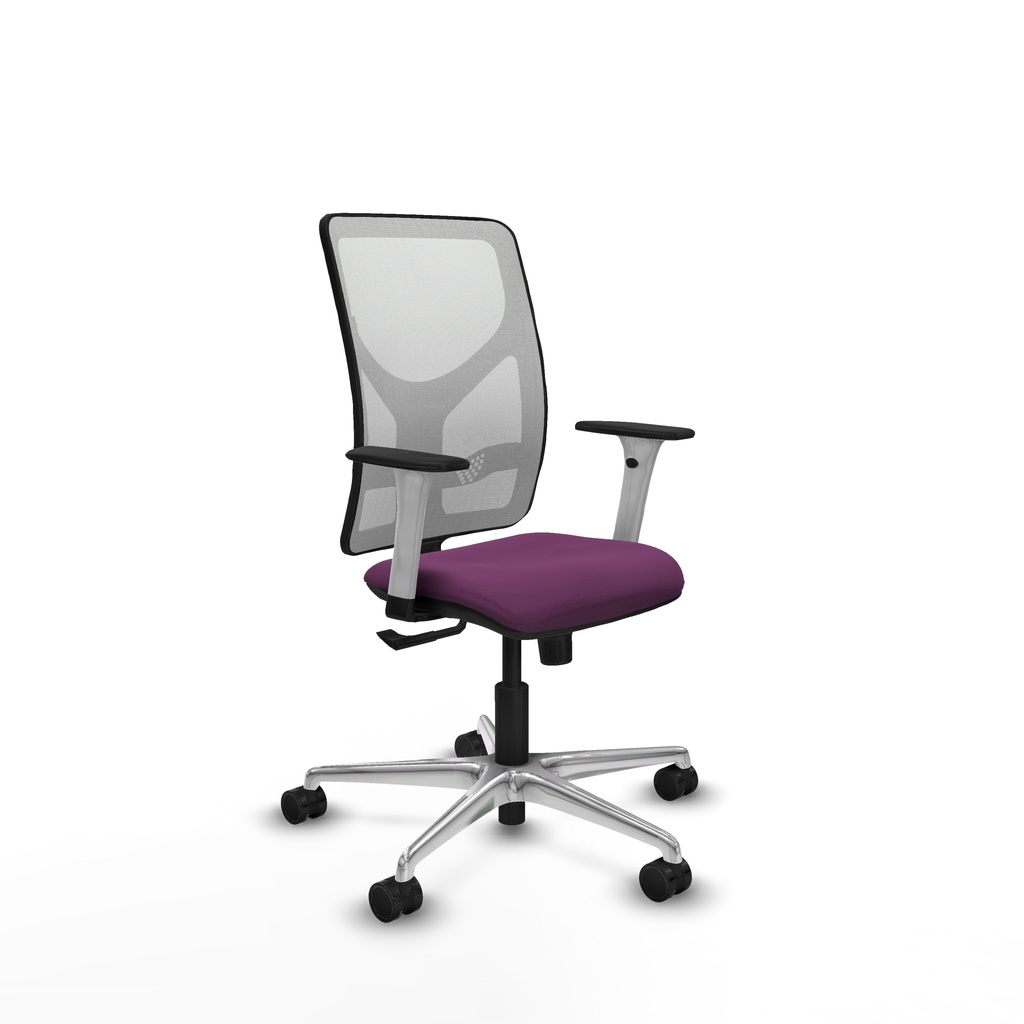 Motilla sincro malla blanca similpiel morado brazos blancos base aluminio  ruedas 65mm nailon