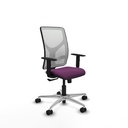 Motilla sincro malla blanca similpiel morado brazos 1D base aluminio  ruedas 65mm nailon