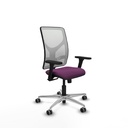 Motilla sincro malla blanca similpiel morado brazos 3D base aluminio  ruedas 65mm engomadas
